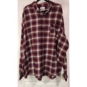 Saddlebred Mens 4X Classic Fit Flannel Red Blue White Plaid Button Down Shirt
